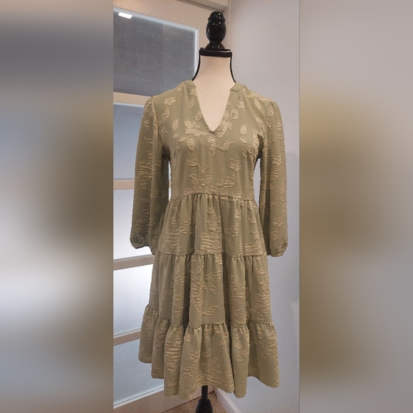 Joie Dresses & Skirts - Joie Olive Textured Long Sleeve Dress